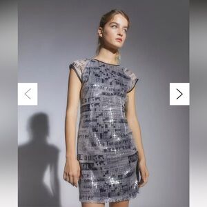 Urban outfitters black grey and silver sequin mini dress with side slit